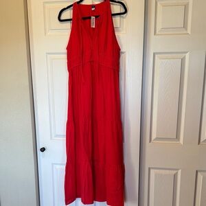 Coral Sleeveless Maxi Dress